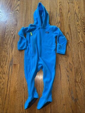 Patagonia Bright Blue Fleece Hooded bunting - 18-24mo